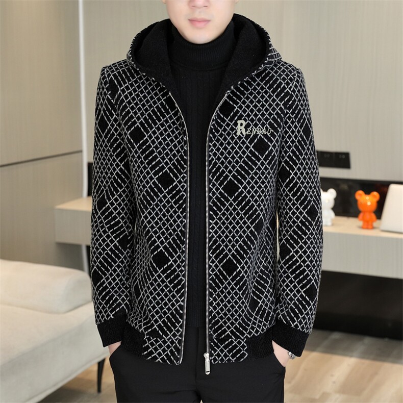 新款男士冬季毛呢大衣外套加棉加厚连帽潮流修身D35P155控238，男装毛呢大衣，电商B226