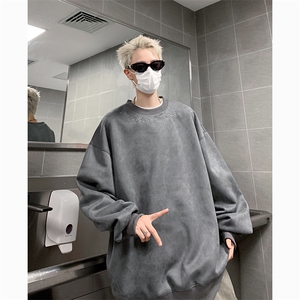 港风大码美式刺绣麂皮绒套头圆领卫衣男女 XZ213-JPR203-P45控68图片