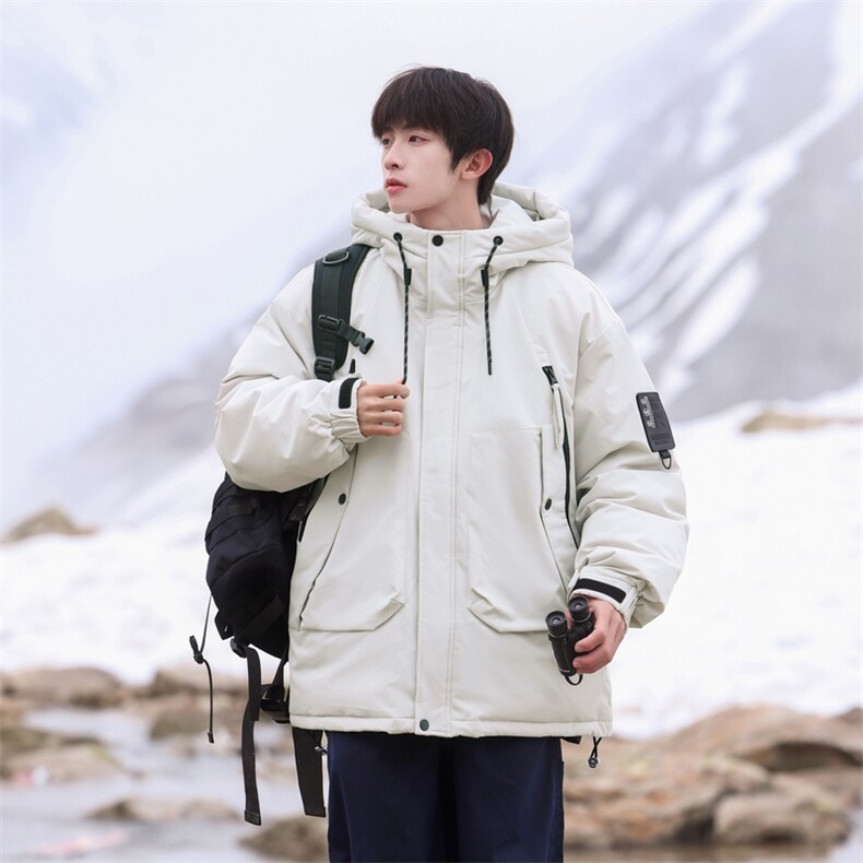 冬季登山服男士白鸭绒连帽纯色工装羽绒服外套A406 Y93987 P238图片