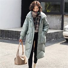 2020冬季新款韩版大码女装中长款加厚羽绒服兔毛拼接保暖时尚潮，女装羽绒服，笃写