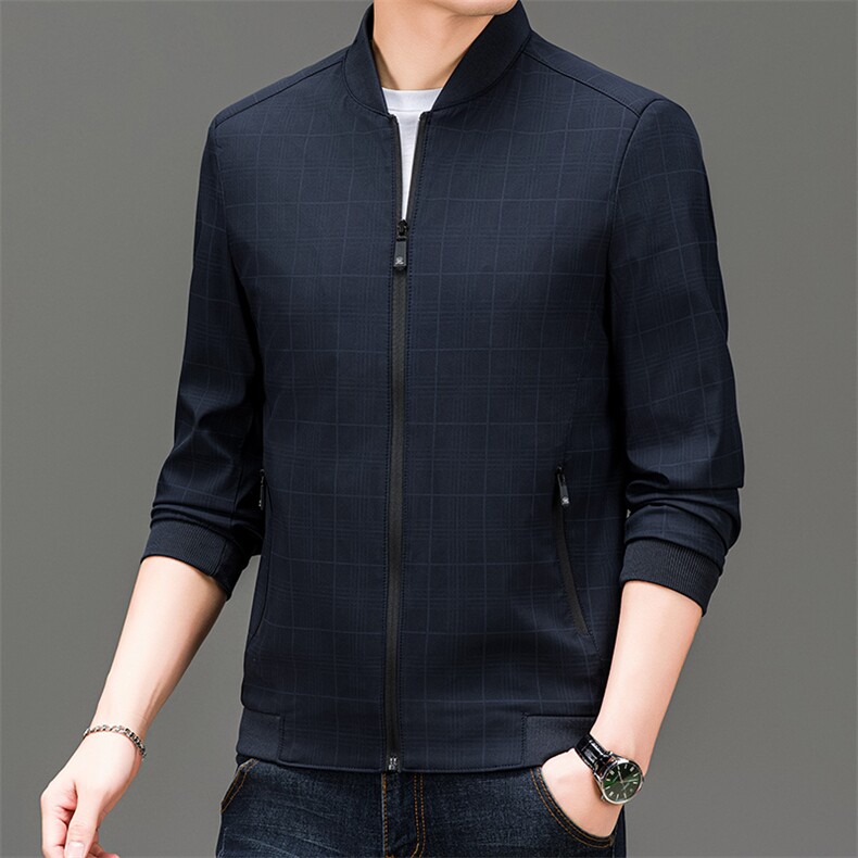 春季夹克男装立领中年商务休闲纯色茄克衫上衣服BSN9785-P80,男装夹克,星座1105-3