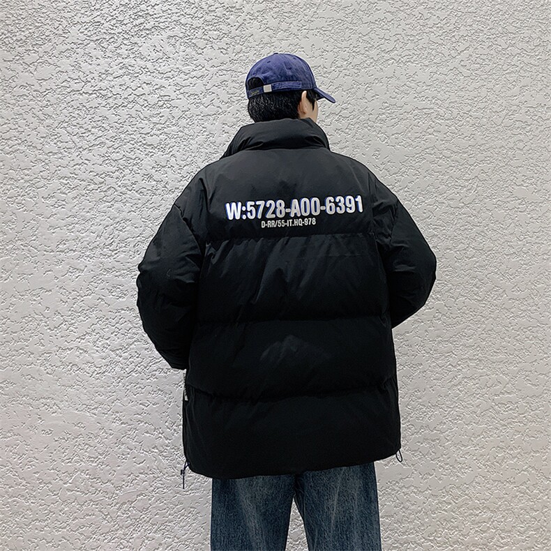 港风百搭设计感纯色情侣字母潮流棉衣M068B-P90控148,男装棉衣,星座717