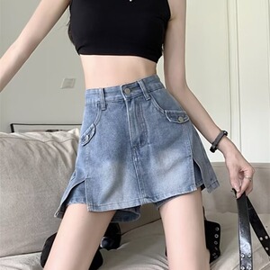 大码胖mm新款高腰显瘦牛仔短裙女辣妹性感裙裤夏季薄款a字半身裙图片