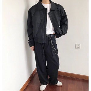 JY226-P49 款垫肩廓形短版翻领夹克高级感外套男装轻奢潮流 网图图片