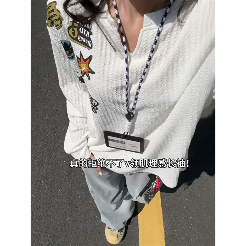 XZ809A/SYR30/特P19/控38   肌理感V领长袖T恤卫衣图片