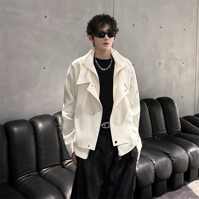 双层领拉链设计款呢料夹克男外套A071-4006-P108,男装夹克,电商A071