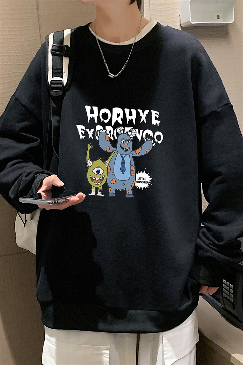 S6048-P28加绒款-P33秋季圆领卫衣男大码韩版宽松长袖外套,男装卫衣,电商A040