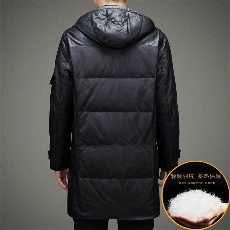 冬季男士中长款绵羊皮外套中年商务休闲连帽加厚保暖羽绒服,男装羽绒服,电商B212（原钱塘6029）