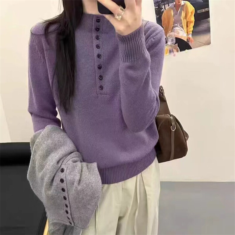 2025年秋季时尚百搭通勤简约休闲针织衫套头，女装针织衫/毛衣，忠诺羊绒