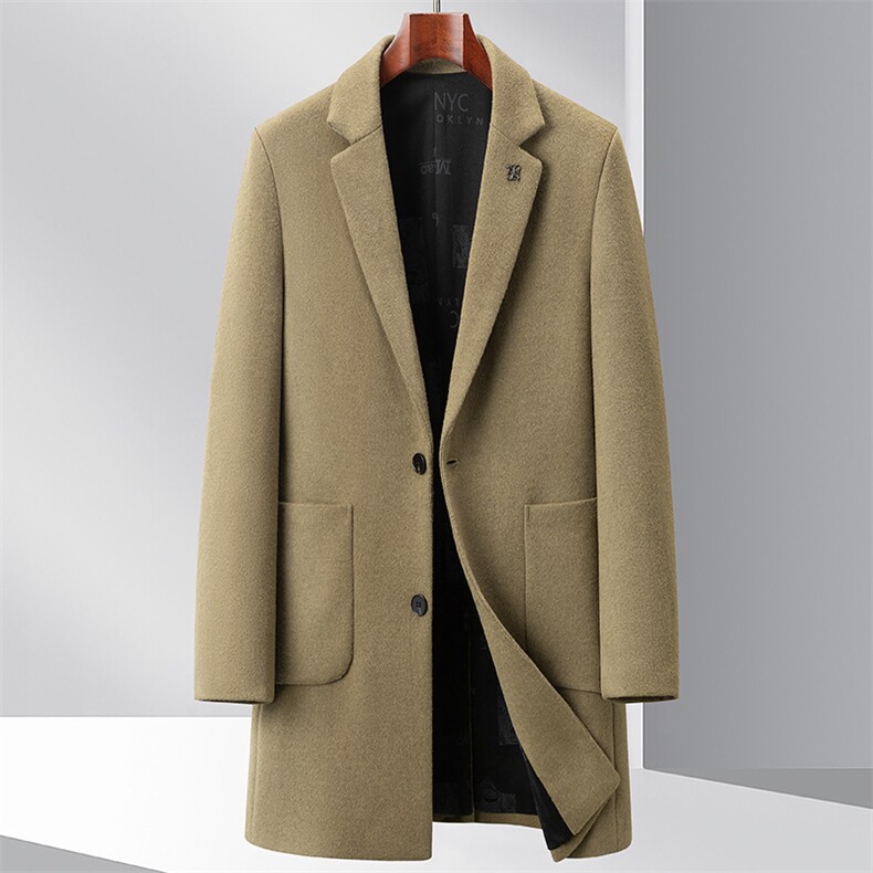 长货中长款绵羊毛呢大衣男毛呢风衣中青年休闲毛呢外套限价268元，男装风衣，钱塘723