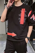 夏季圆领短袖T恤男ins韩版宽松潮流印花半袖上衣服DT08P30，男装T恤，电商A086