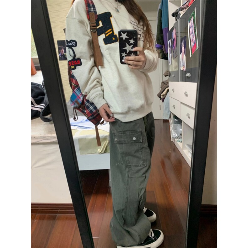 网图有货美式宽松棒球刺绣圆领卫衣男女A951-常规P47加绒P52,男装卫衣,星座1505