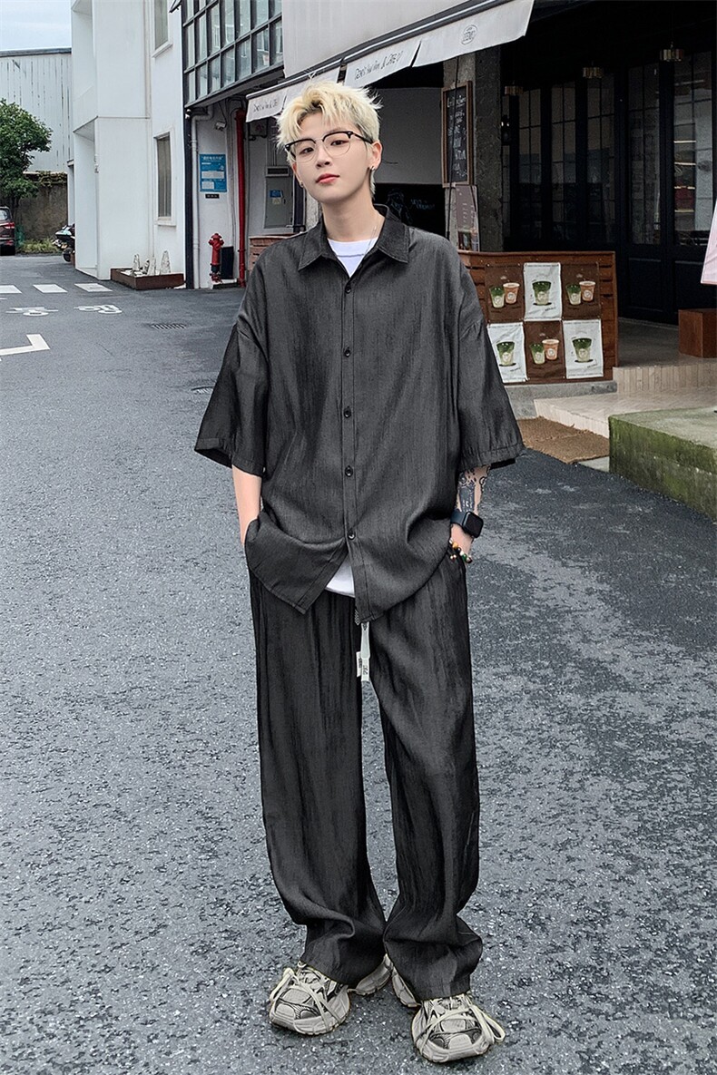 量大优供视频激光冰丝套装男CP69TZ-特p60,男装休闲套装,电商B371