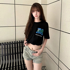 万针全刺绣工艺抖音得物高品质260克重磅纯棉双纱美式高街短袖T恤，男装T恤，电商A486