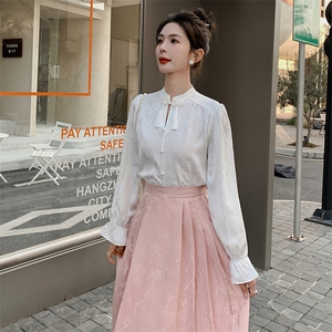 【现货新品】2024春装新款新中式衬衫改良马面裙套裙图片