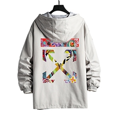 JK41169-P85加棉款-P115纯棉连帽夹克男士大码工装夹克男网格，男装夹克，电商A040A