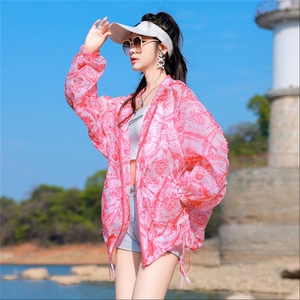 薄外套女中长款2025夏季新款时尚印花连帽户外遮阳棒球服长袖上衣图片