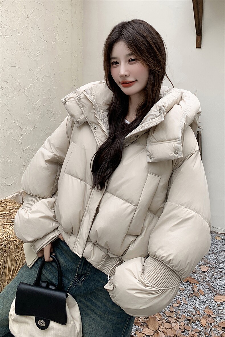 【新款现货】设计感连帽短款小个子白鸭绒面包服99819款P235K338,女装羽绒服,2C316