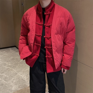冬季风唐装棉衣男立领时尚复古假两件盘扣棉服棉袄潮M139P168图片