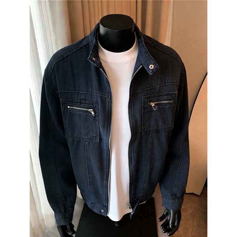 美式复古老钱风水洗帆布立领夹克男女春季休闲宽松高级感工装外套，男装夹克，星座410-6（原星座1304-1）