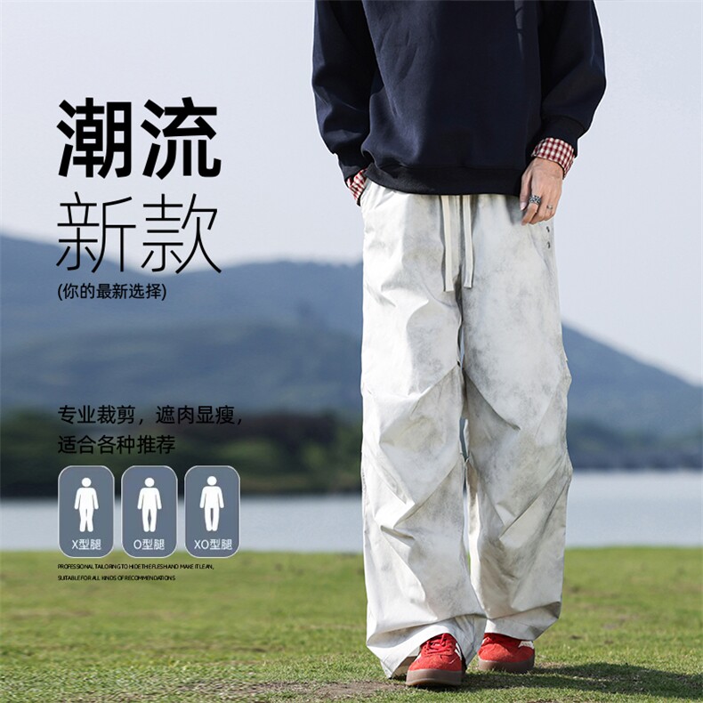 美式酷飒风工装裤新款宽松直筒阔腿潮牌裤子简约K02537-P52,男装工装外套,星座308B-2