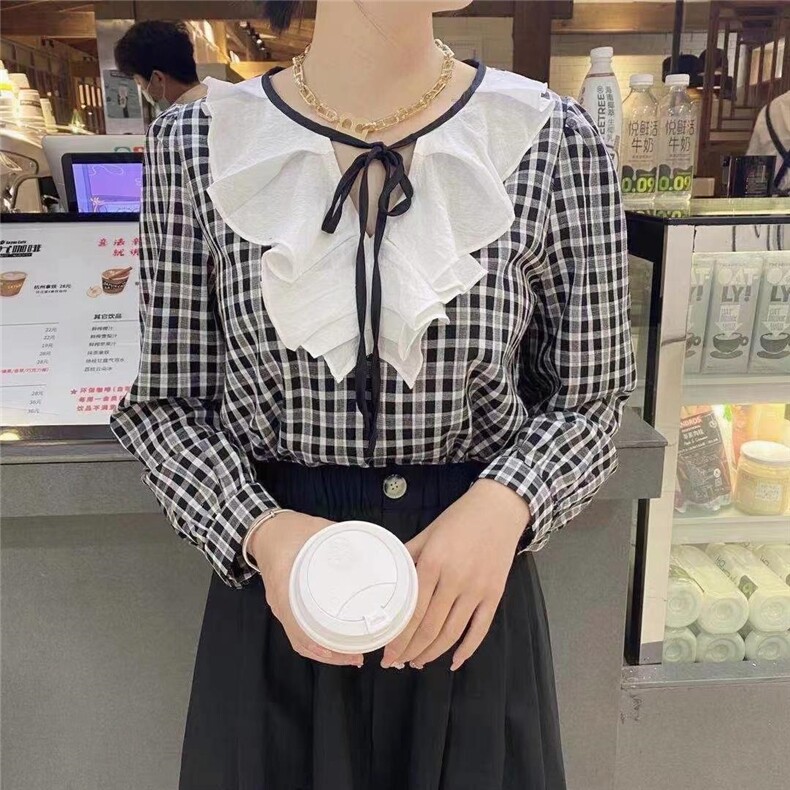 跑量格子小衫，其它，朵缇