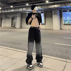 美式vibe裤子高街水洗牛仔裤男设计感小众拉链裤TG11P38，男装牛仔裤，星座1116-2