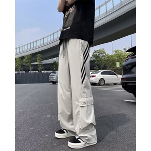 美式大口袋工装裤男夏季潮痞帅宽松休闲条纹运动直筒裤B8600-p42图片
