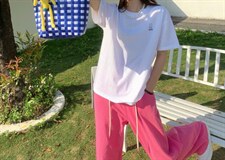 夏季绣花圆领重工T恤，女装T恤，简蔻