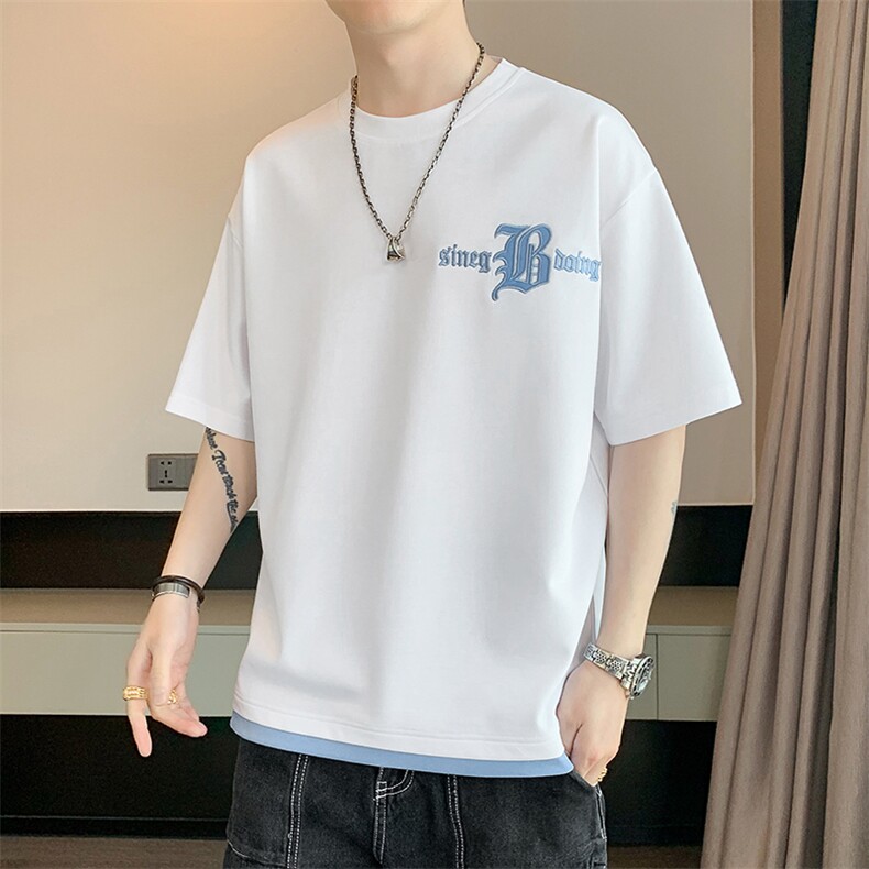冰氧仿棉短袖店主风体恤休闲百搭刺绣纯色男上衣TC3149-P22控48图片
