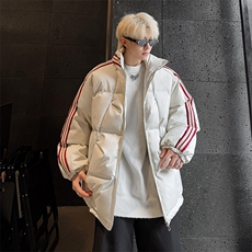 100聚酯特P95控158三条杠棉服冬外套情侣格子棉衣立领面包服MY243，男装棉衣，电商B370