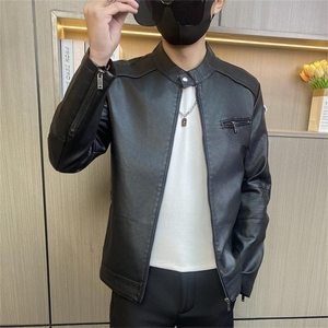 JK023-P75控108社会小伙皮衣男秋冬季新款皮夹克皮外套机车服潮图片