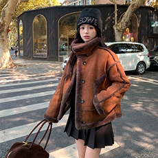 新款现货主推皮毛一体外套9906-P185-K268，女装短外套，2C129