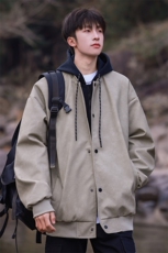 胖胖哥连帽假两件外套男秋冬款百搭休闲大码宽松美式潮流复古夹克，男装夹克，星座109