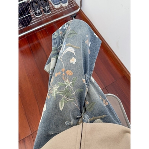 B221 美式ins高街小众印花宽松直筒牛仔裤 LK25430-特P50控88图片