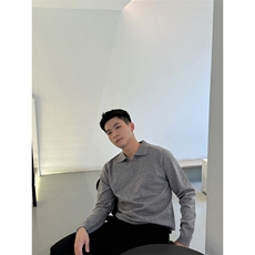 松弛自洽‘老钱风格调混纺极简百搭POLO针织衫长袖H58020/P70，男装针织衫/毛衣，电商A243