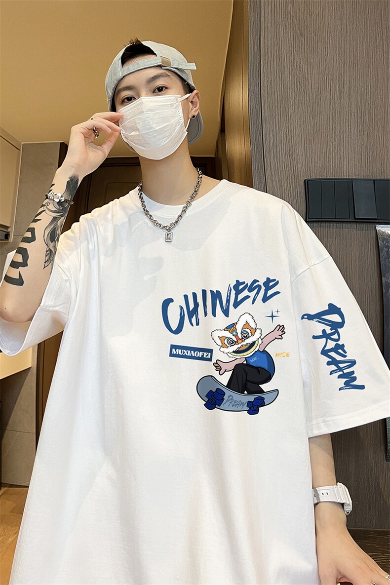 量大优可提供视频2024夏季新美式短袖T恤D223A-T24169-P18,男装T恤,电商019-1