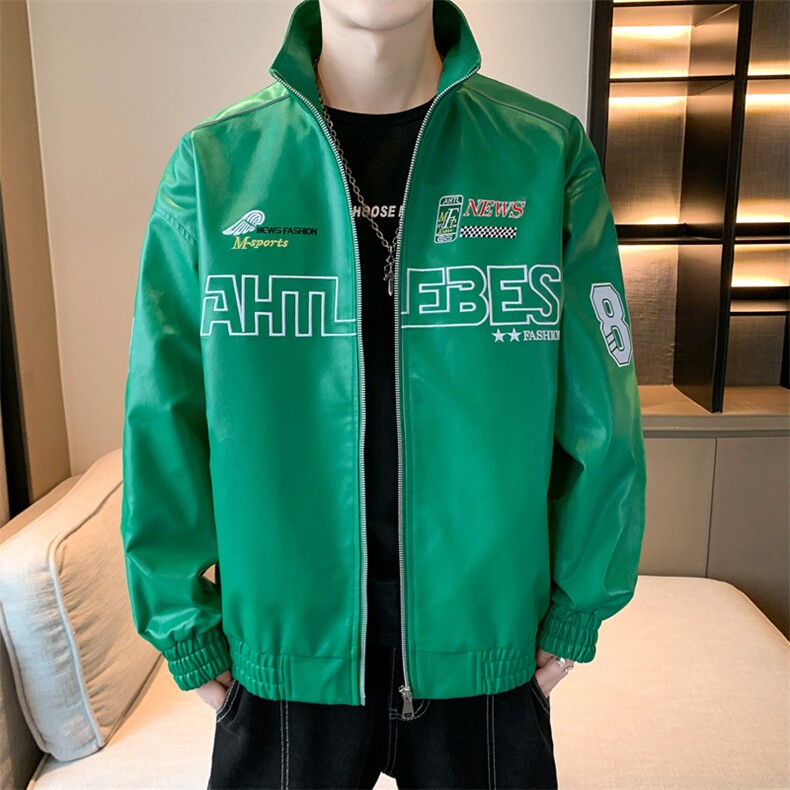 春季新款机车服夹克男潮炸街痞帅外套宽松赛车潮牌JK079-P83,男装夹克,星座308B-2