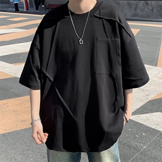 2024夏季男装设计感港风潮牌纯棉线条短袖t恤男宽松凉感短袖，男装T恤，星座410-7