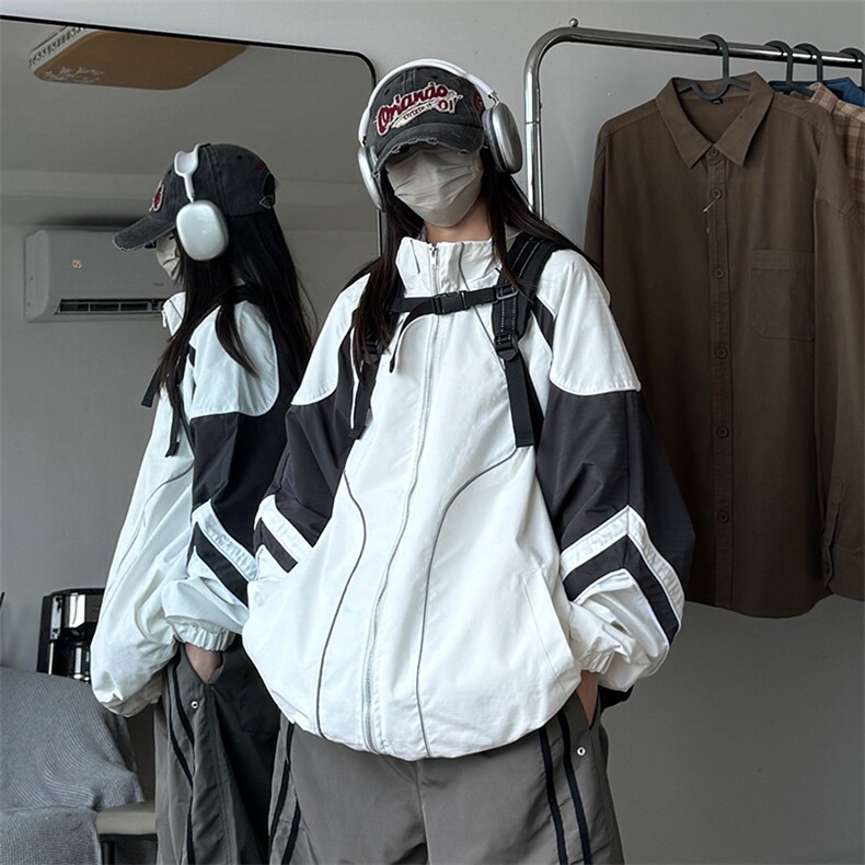冲锋衣外套男2024秋新款美式高街撞色拼接痞帅宽松夹克JK1145-P78,男装夹克,星座1103-3