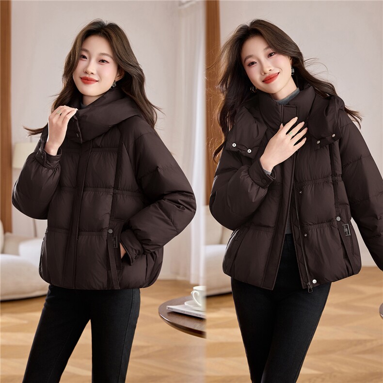 现货。白鸭绒羽绒服女2025冬季新款短款羽绒服外套女加厚,女装羽绒服,依万里