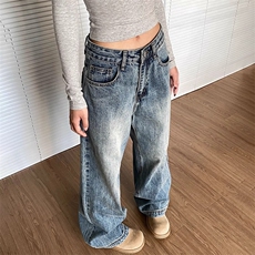 美式复古水洗渐变牛仔裤女cleanfit高街直筒裤子百搭长裤，男装牛仔裤，星座1210-1