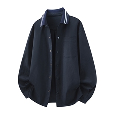高品质鱼骨纹2026新款百搭翻领长袖衬衫A436-26018-P5589，男装衬衫，电商A436