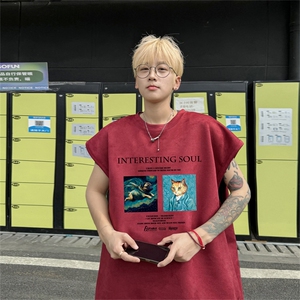 麂皮绒背心坎肩男T恤美式港风潮JB454-特P19控38图片