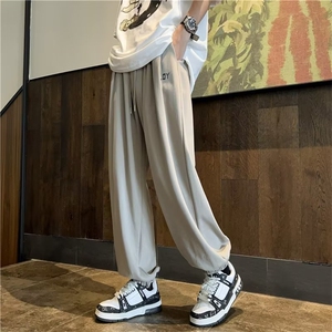美式灰色运动裤男女春夏款2023束脚宽松休闲卫裤夏季小个子阔腿裤图片