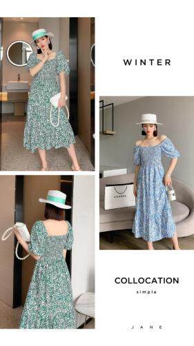 夏季花连衣裙，女装连衣裙，票意情