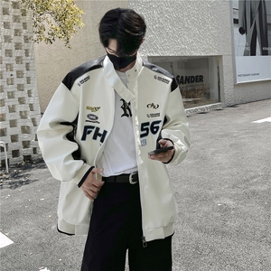 高品质拼接机车宽松皮衣外套男防水夹克棒球服JK204主推差价大图片