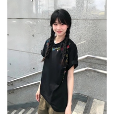 万针全刺绣工艺抖音得物高品质260克重磅纯棉双纱美式高街短袖T恤，男装T恤，电商A486