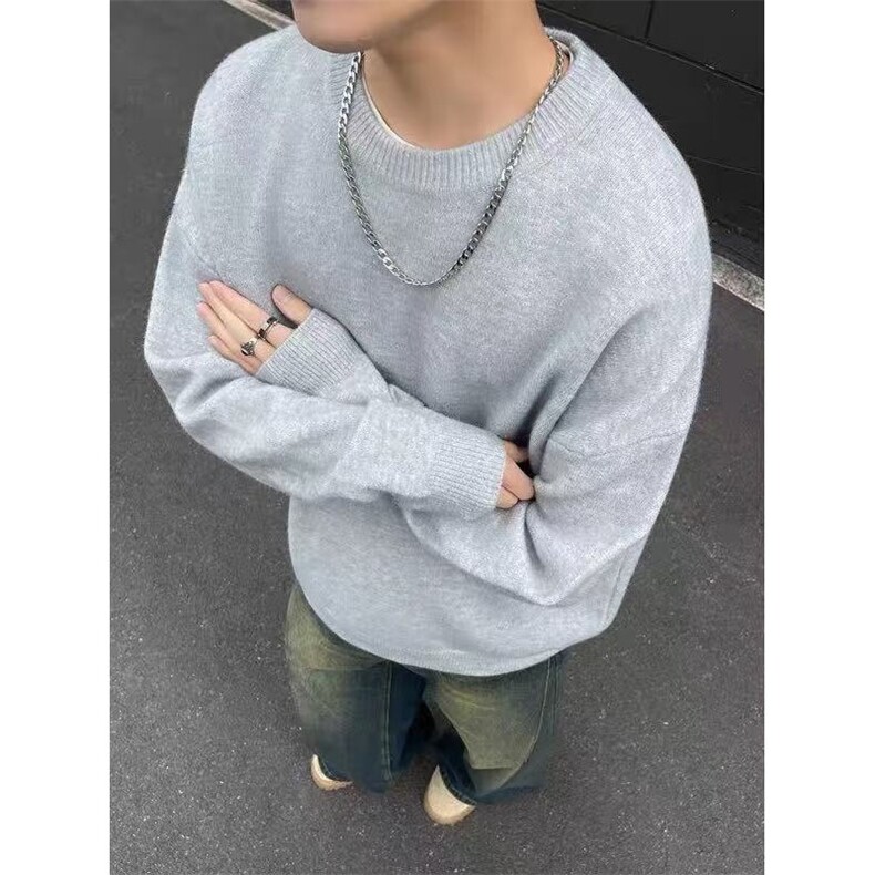 圆领毛衣男款秋冬美式高级感针织衫内搭打底衫A5020-P53,男装T恤,星座208-5