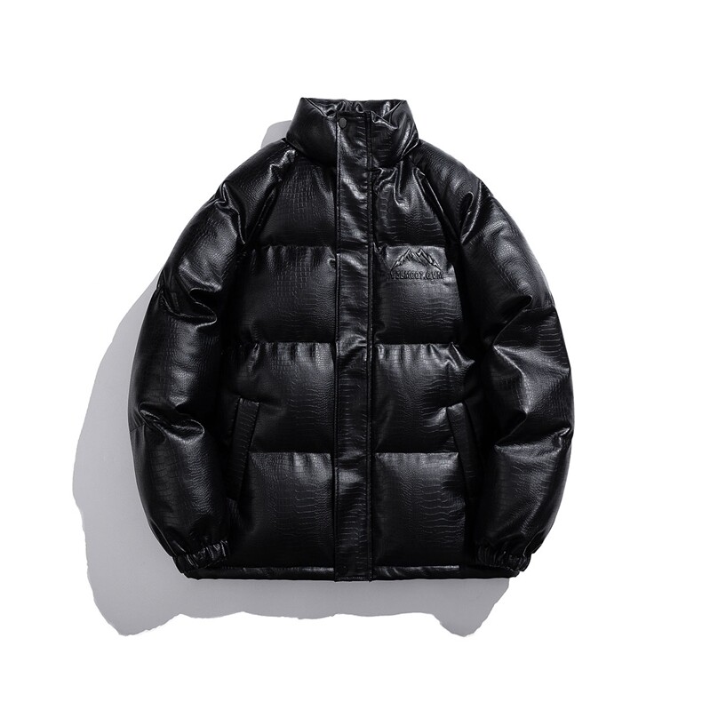 白底鳄鱼纹钢印字母设计棉衣大码潮流休闲棉衣男MY77728P128控168图片
